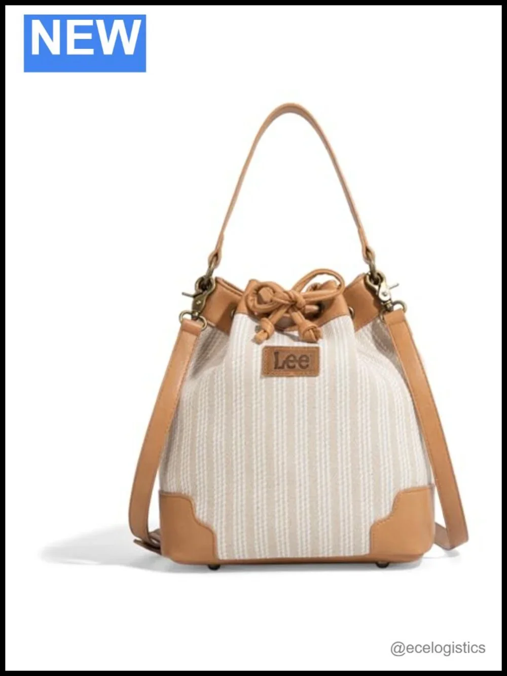 Bucket Bag with Drawstring Closure, Adjustable Crossbody Strap, Nylon Lining